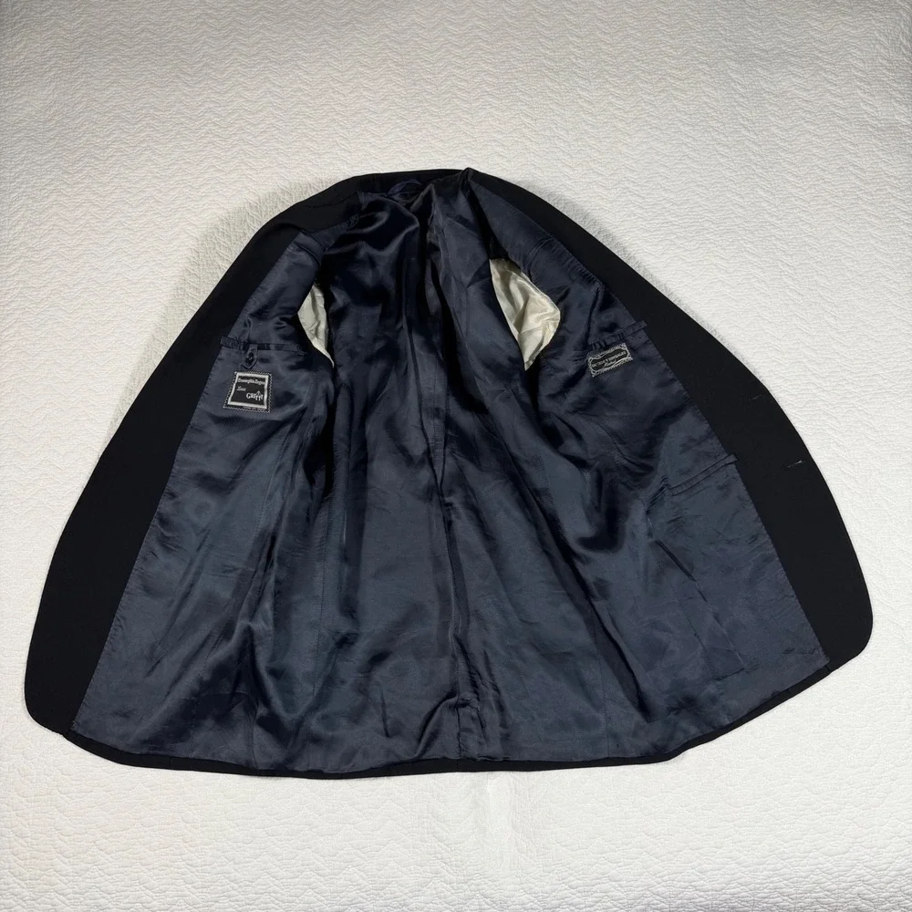 Ermenegildo Zegna Blazer‎ Men 52C Navy Blue Classic Luxury Wool Sport Coat EUC